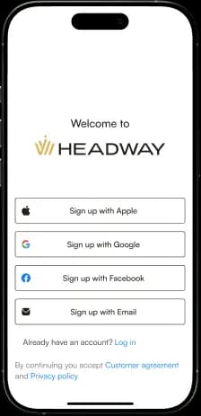 Téléphone affichant l'application Headway